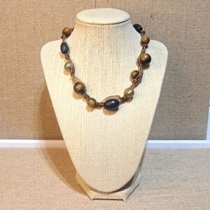 Monet Short Brown Beaded Necklace